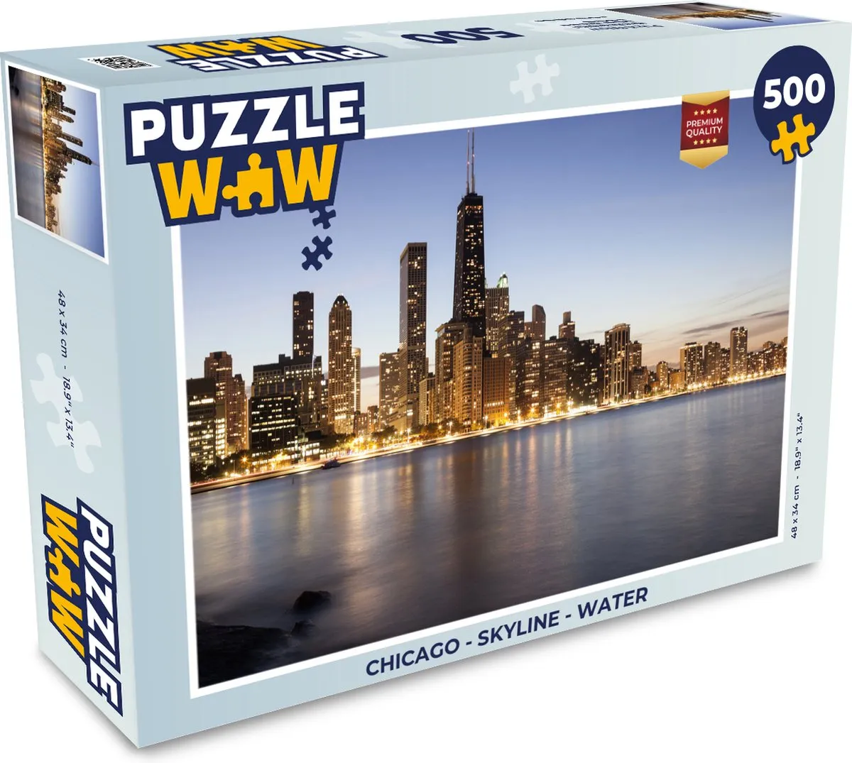 PuzzleWow Chicago Skyline Water Legpuzzel 500 Stuks