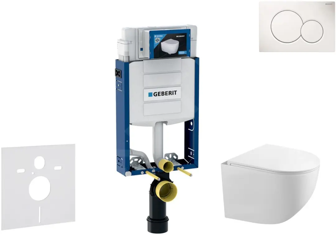 Voorwand montageset, Gaia toilet en softclose zitting, Sigma01 bedieningsplaat,