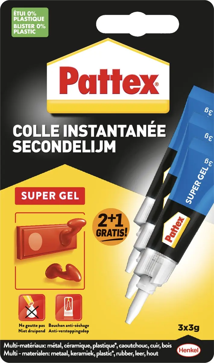 Pattex Super Gel 2+1 stuks