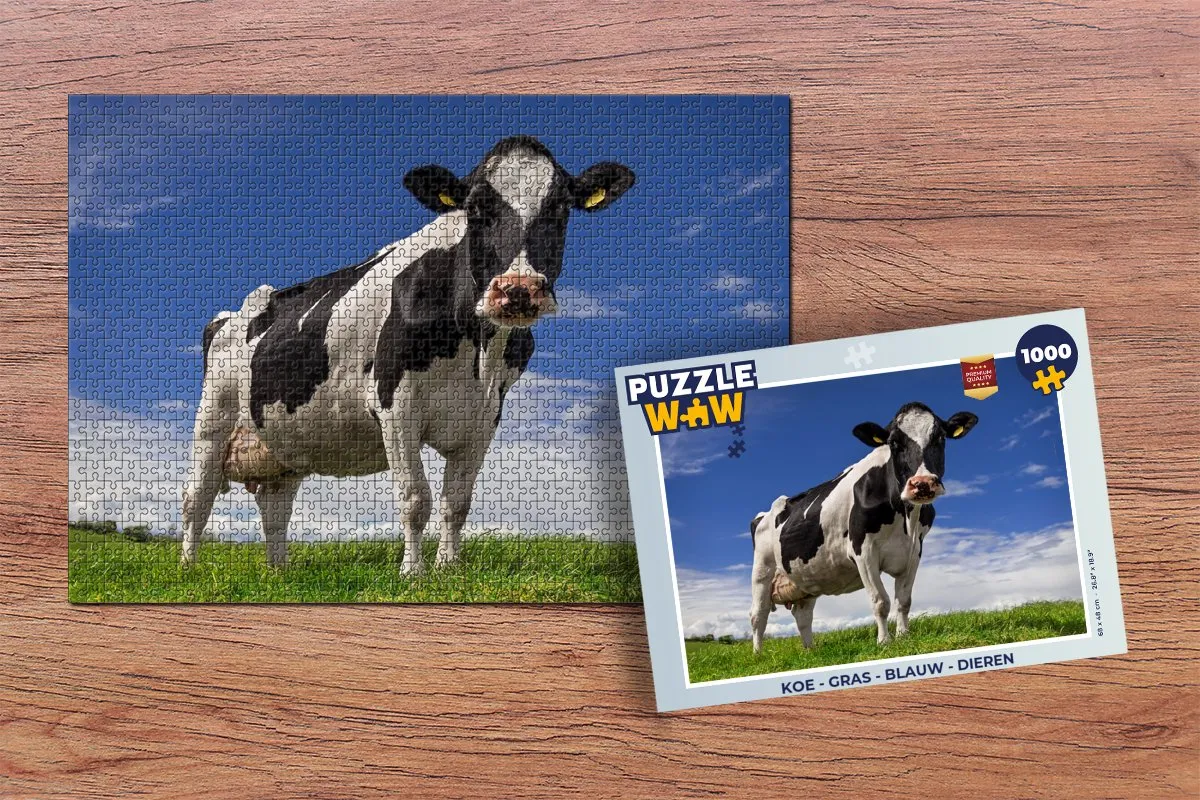 PuzzleWow Koe Gras Legpuzzel 1000 Stuks - Multicolor