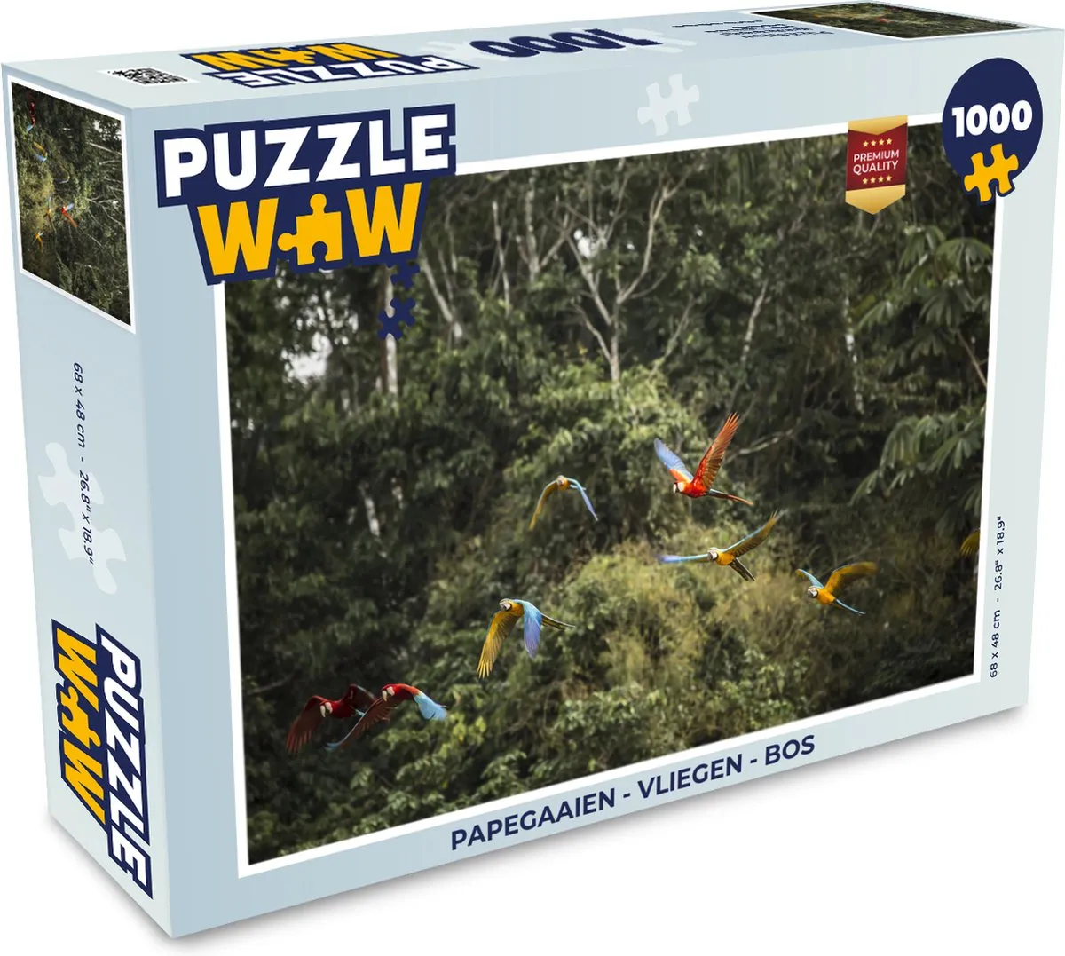 PuzzleWow Papegaaien Vliegen Bos Legpuzzel 1000 Stuks