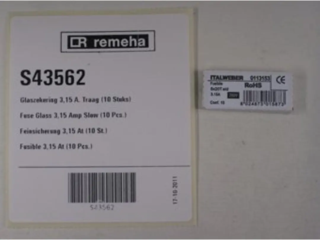 Remeha S43562 Glaszekering Traag 3.15A