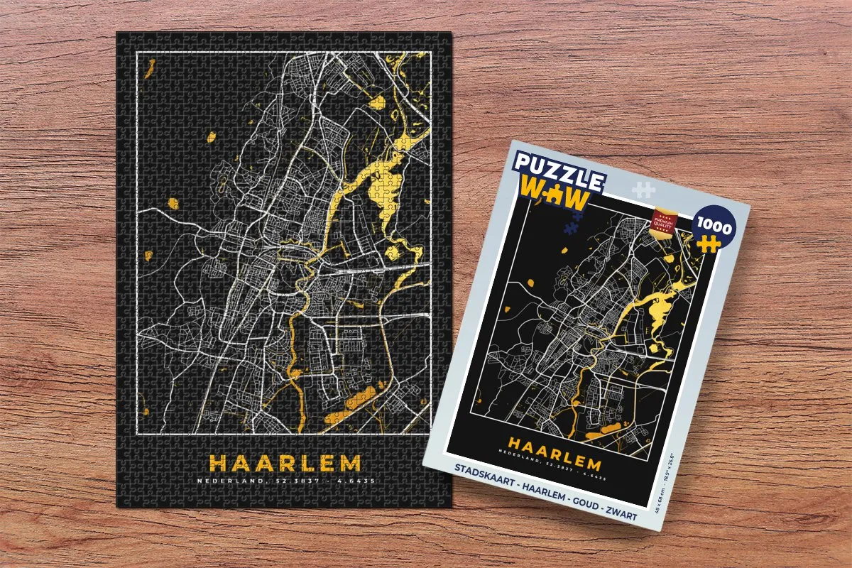 PuzzleWow Haarlem Legpuzzel 1000 Stuks - Goud/Zwart
