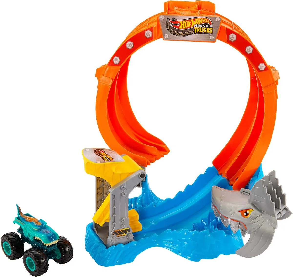 Hot Wheels Monster Trucks Spiral Shark Smash JFR08