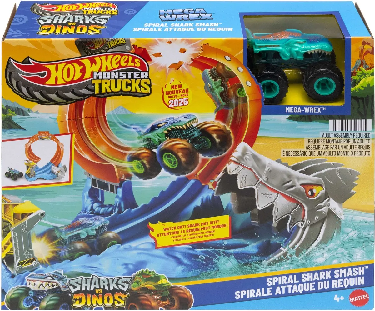Hot Wheels Monster Trucks Spiral Shark Smash JFR08 - Monstertruck & circuitset