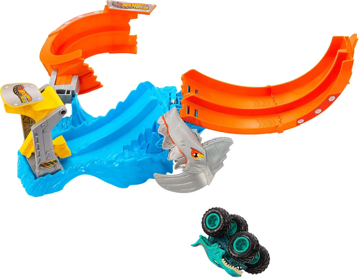 Hot Wheels Monster Trucks Spiral Shark Smash JFR08 - Monstertruck & circuitset