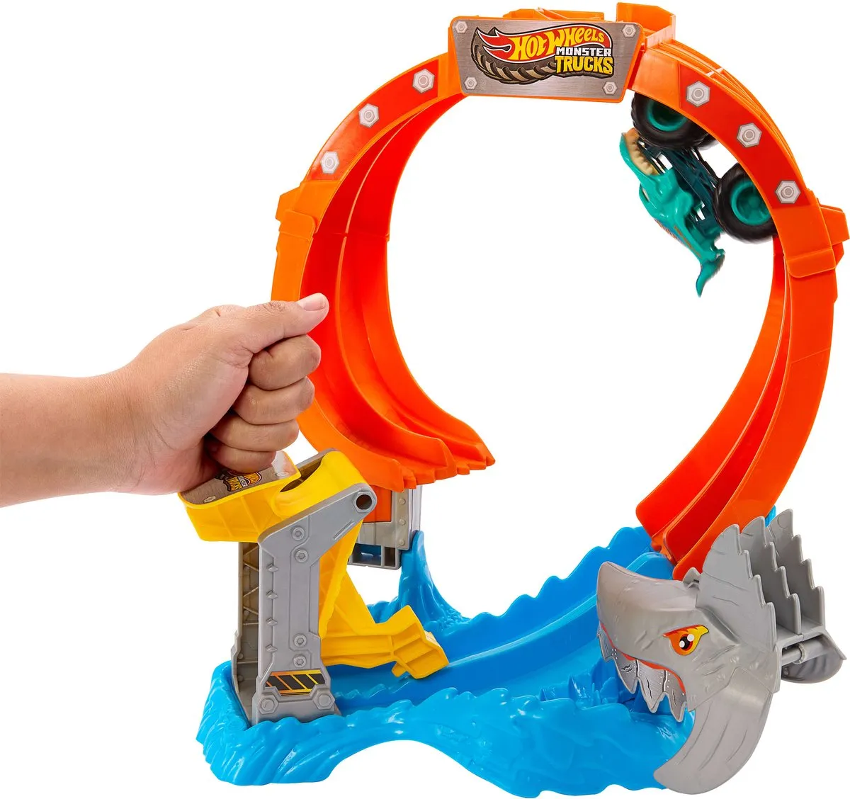 Hot Wheels Monster Trucks Spiral Shark Smash JFR08 - Monstertruck & circuitset