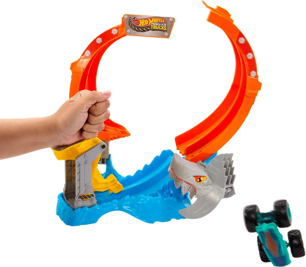 Hot Wheels Monster Trucks Spiral Shark Smash JFR08 - Monstertruck & circuitset - afbeelding 6 van 6
