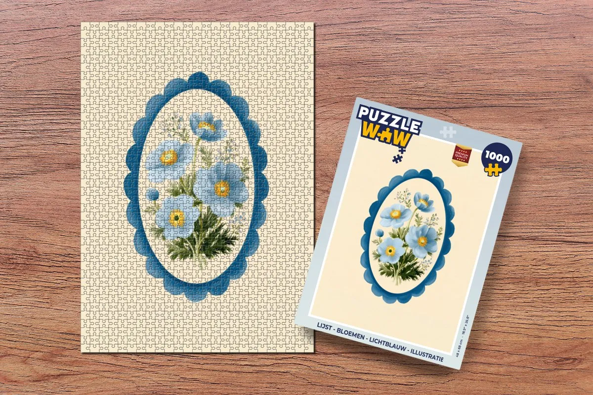 PuzzleWow Bloemen Legpuzzel 1000 Stuks - Lichtblauw