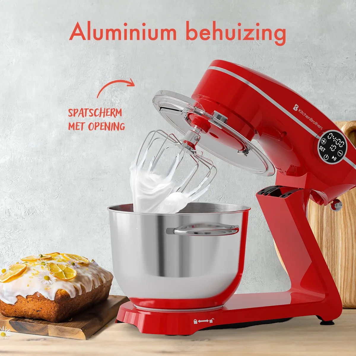 KitchenBrothers Keukenrobot 1800W - 6,2L - Rood
