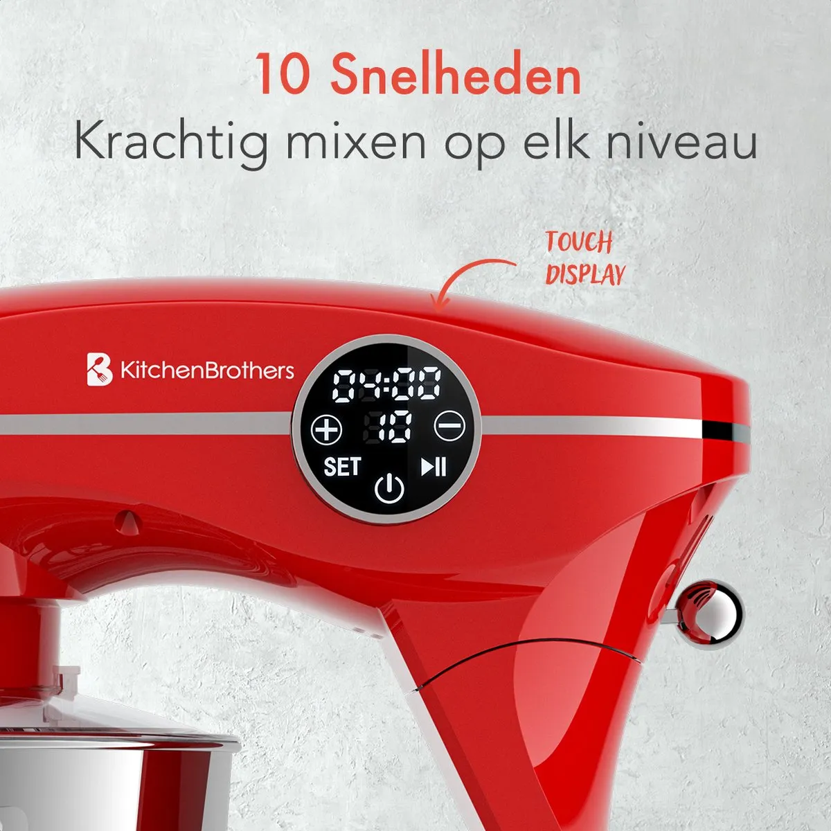 KitchenBrothers Keukenrobot 1800W - 6,2L - Rood
