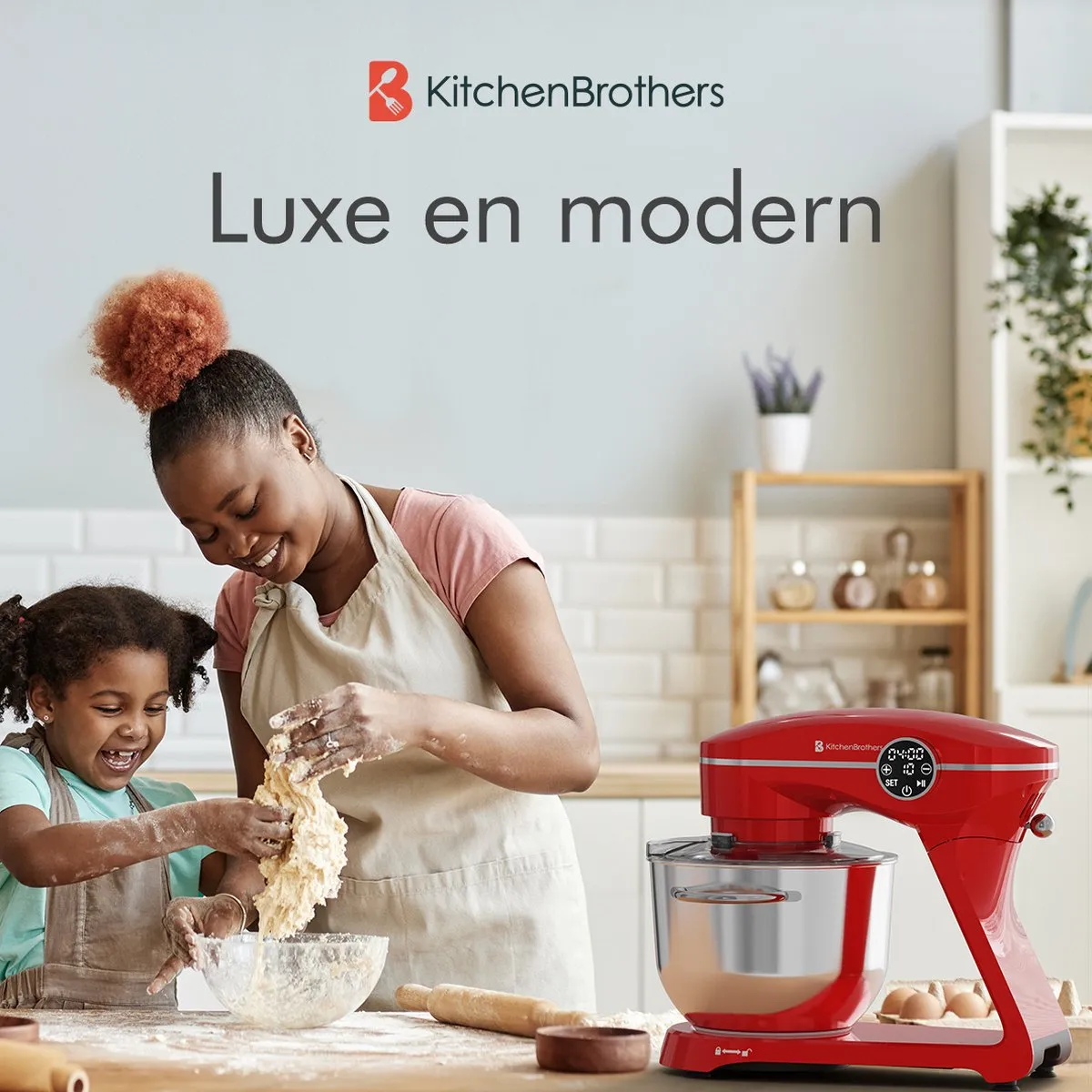 KitchenBrothers Keukenrobot 1800W - 6,2L - Rood