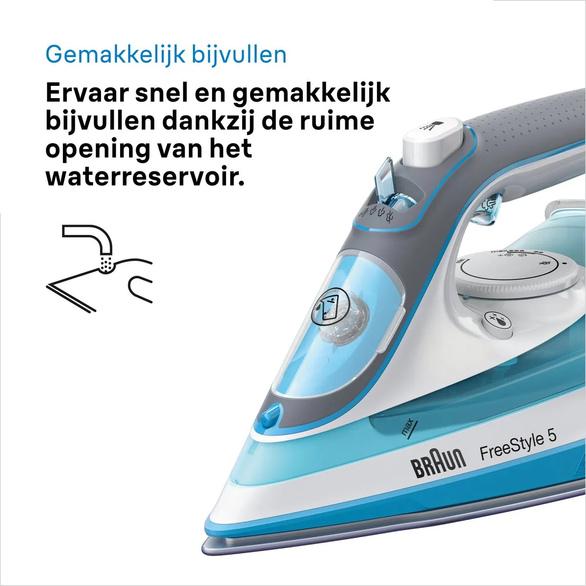 Braun FreeStyle 5 SI5006BL Stoomstrijkijzer - 2800W - Blauw