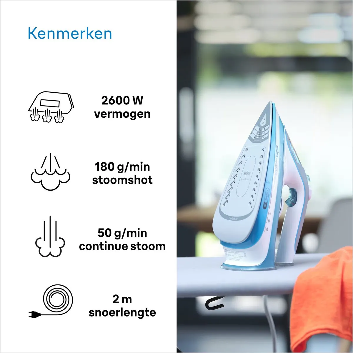 Braun FreeStyle 5 SI5006BL Stoomstrijkijzer - 2800W - Blauw