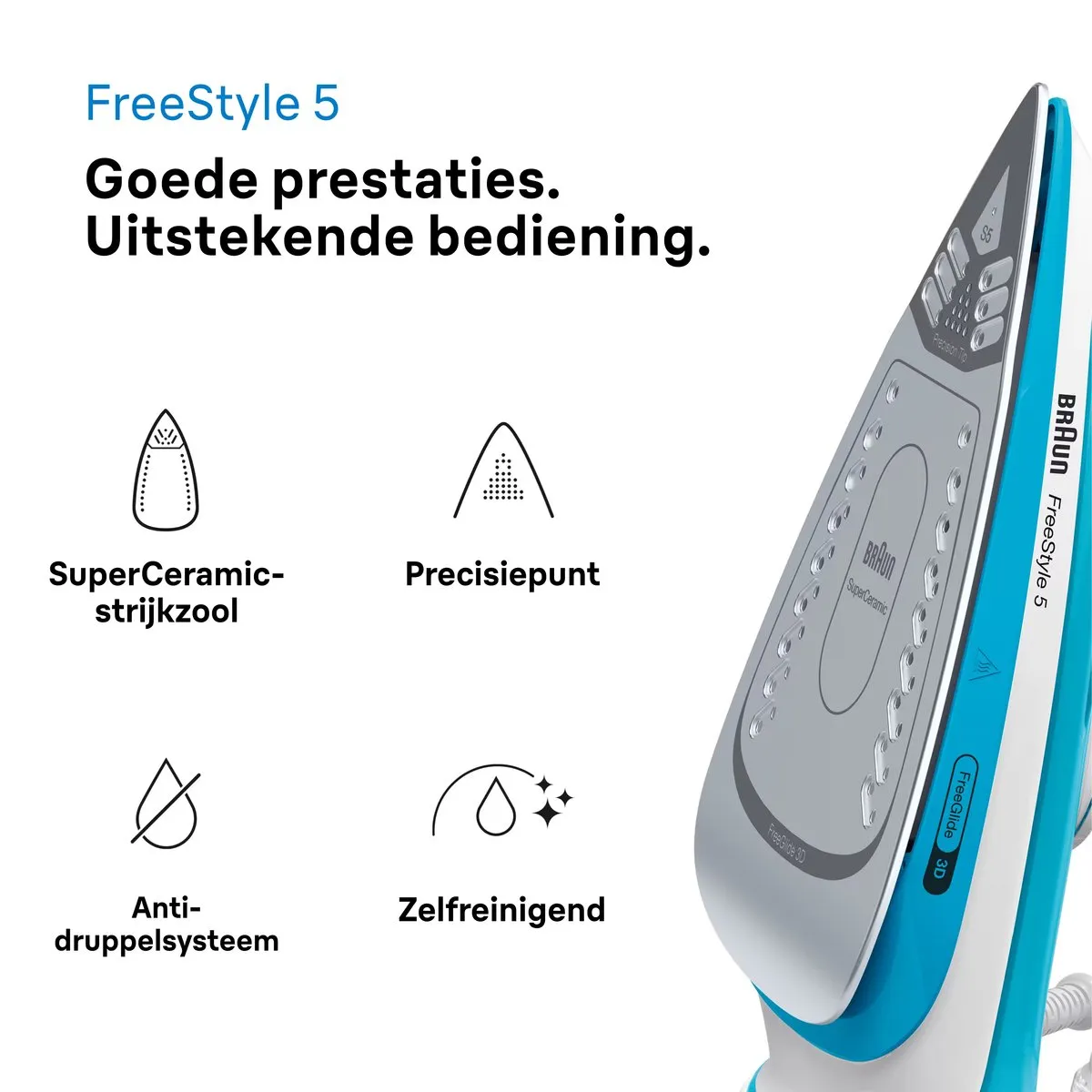 Braun FreeStyle 5 SI5006BL Stoomstrijkijzer - 2800W - Blauw