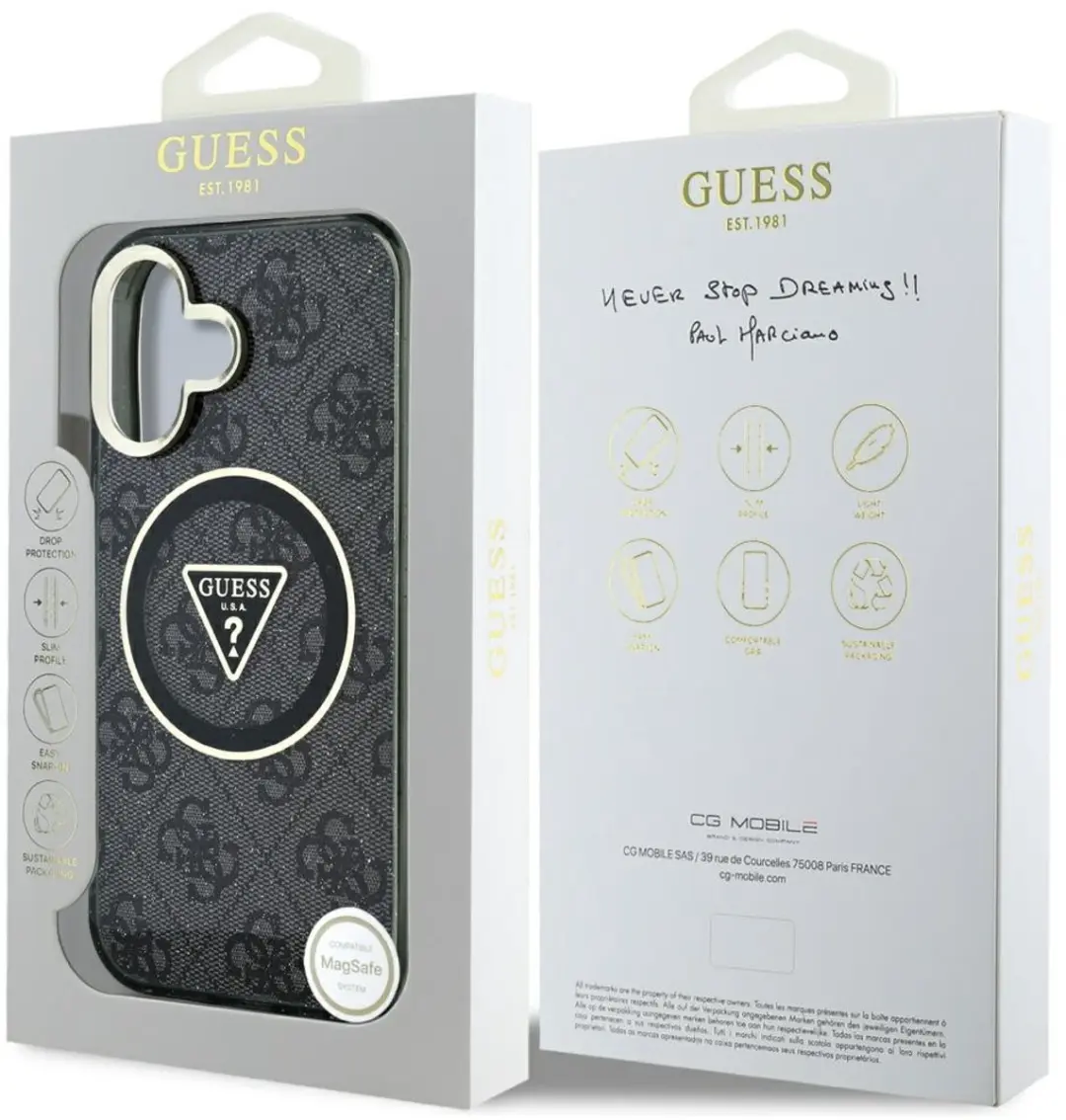 Guess IML Glitter MagSafe Hoesje iPhone 16 - Zwart - afbeelding 4 van 6