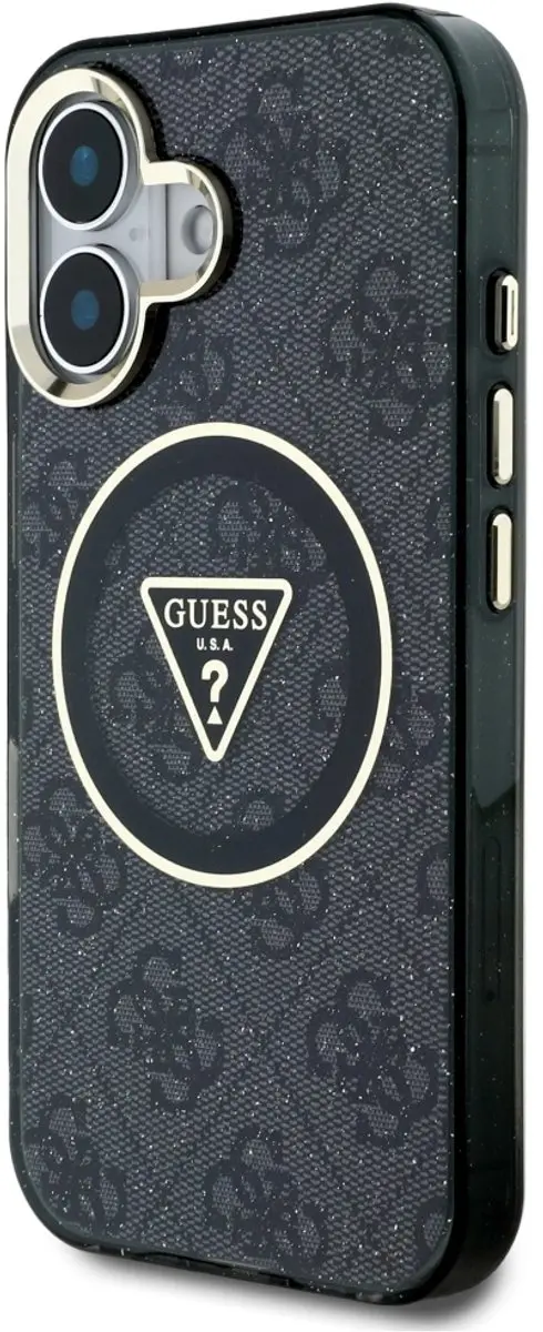 Guess IML Glitter MagSafe Hoesje iPhone 16 - Zwart - afbeelding 5 van 6
