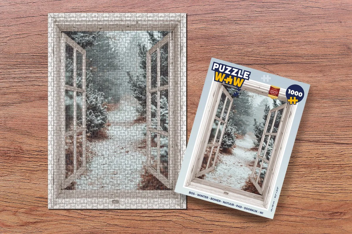 PuzzleWow Bos Winter Bomen Legpuzzel 1000 Stuks - Wit