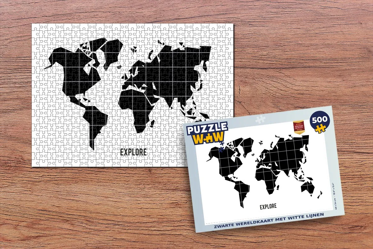 PuzzleWow Wereldkaart Legpuzzel 500 Stuks