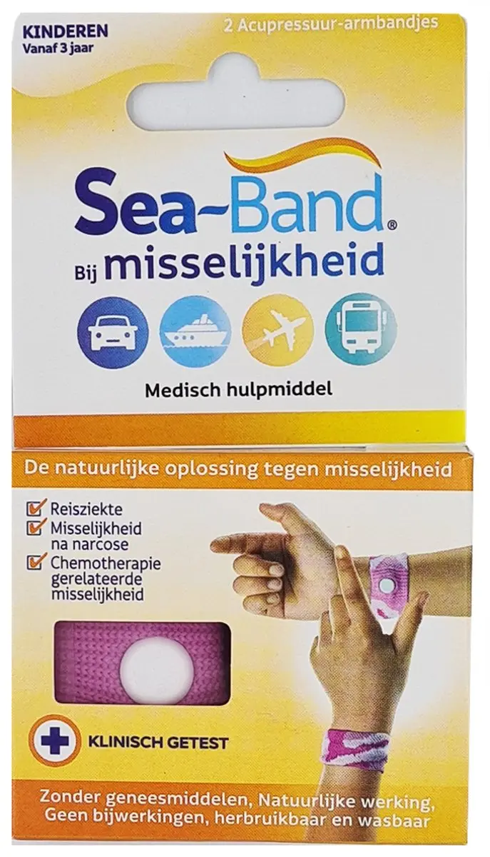 Sea Band Anti-misselijkheid Armband Roze - 2 Stuks - afbeelding 3 van 3