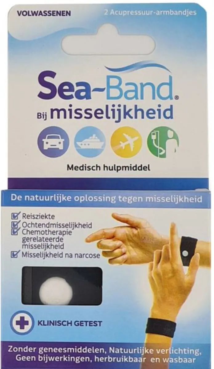 Sea Band Volwassene Anti-misselijkheid Armband Zwart