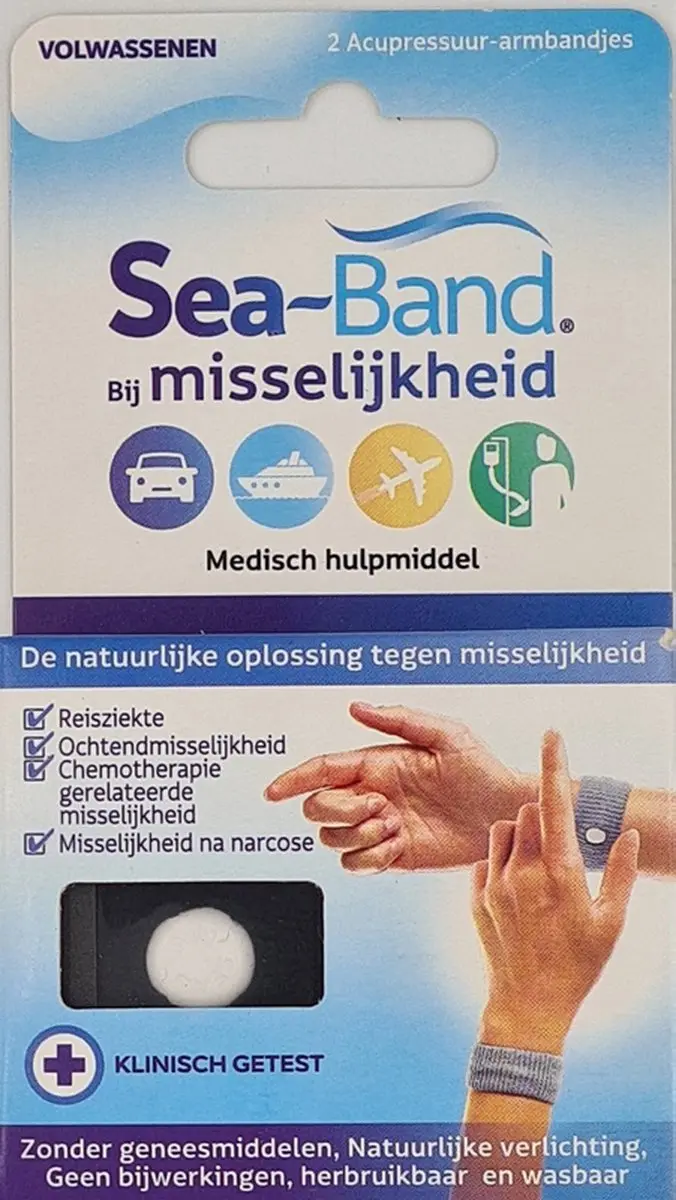 Sea Band Volwassene Anti-misselijkheid Armband Zwart - afbeelding 3 van 3