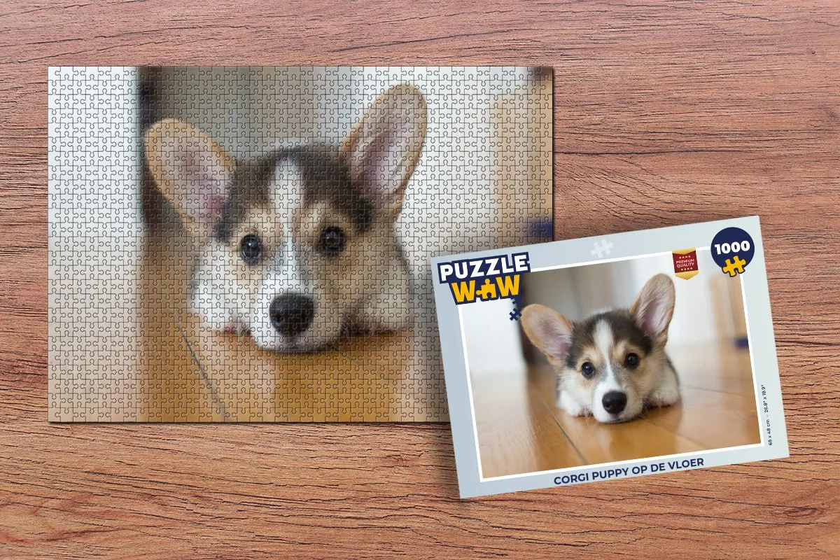 PuzzleWow Corgi Puppy Legpuzzel 1000 Stuks - Multicolor
