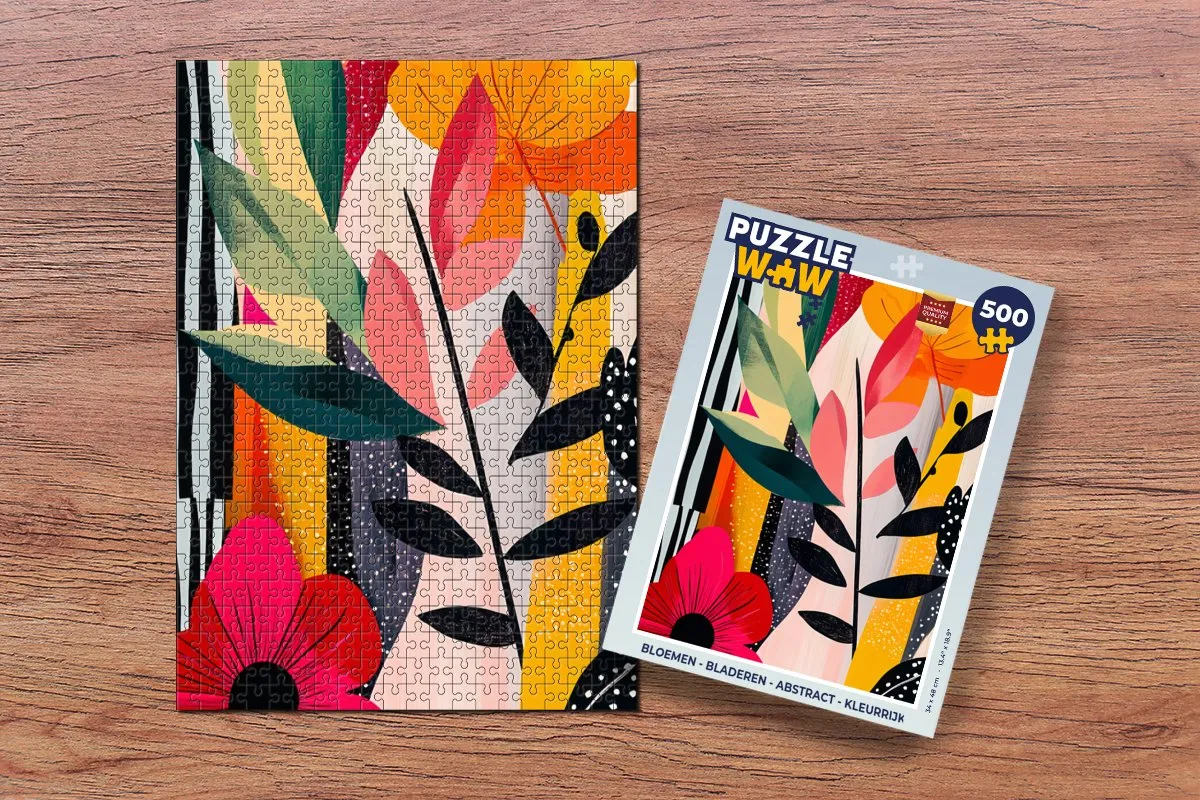 PuzzleWow Bloemen Abstract Legpuzzel 500 Stuks - Kleurrijk