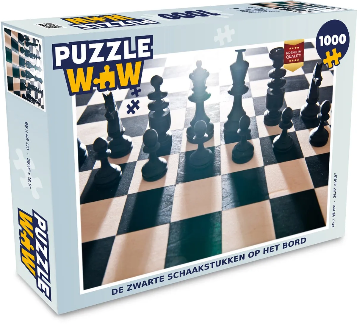PuzzleWow Legpuzzel De zwarte schaakstukken op het bord 1000 Stuks - Multicolor