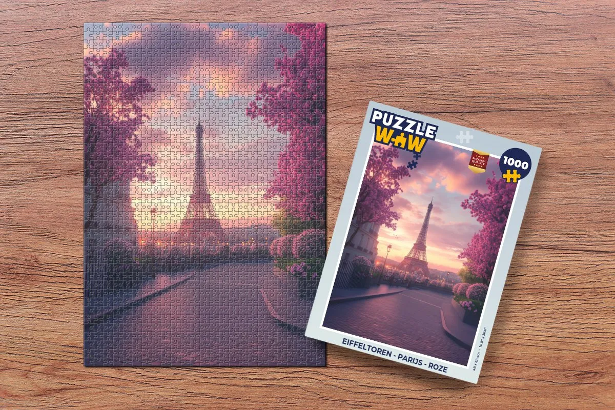PuzzleWow Legpuzzel Eiffeltoren Roze 1000 Stuks