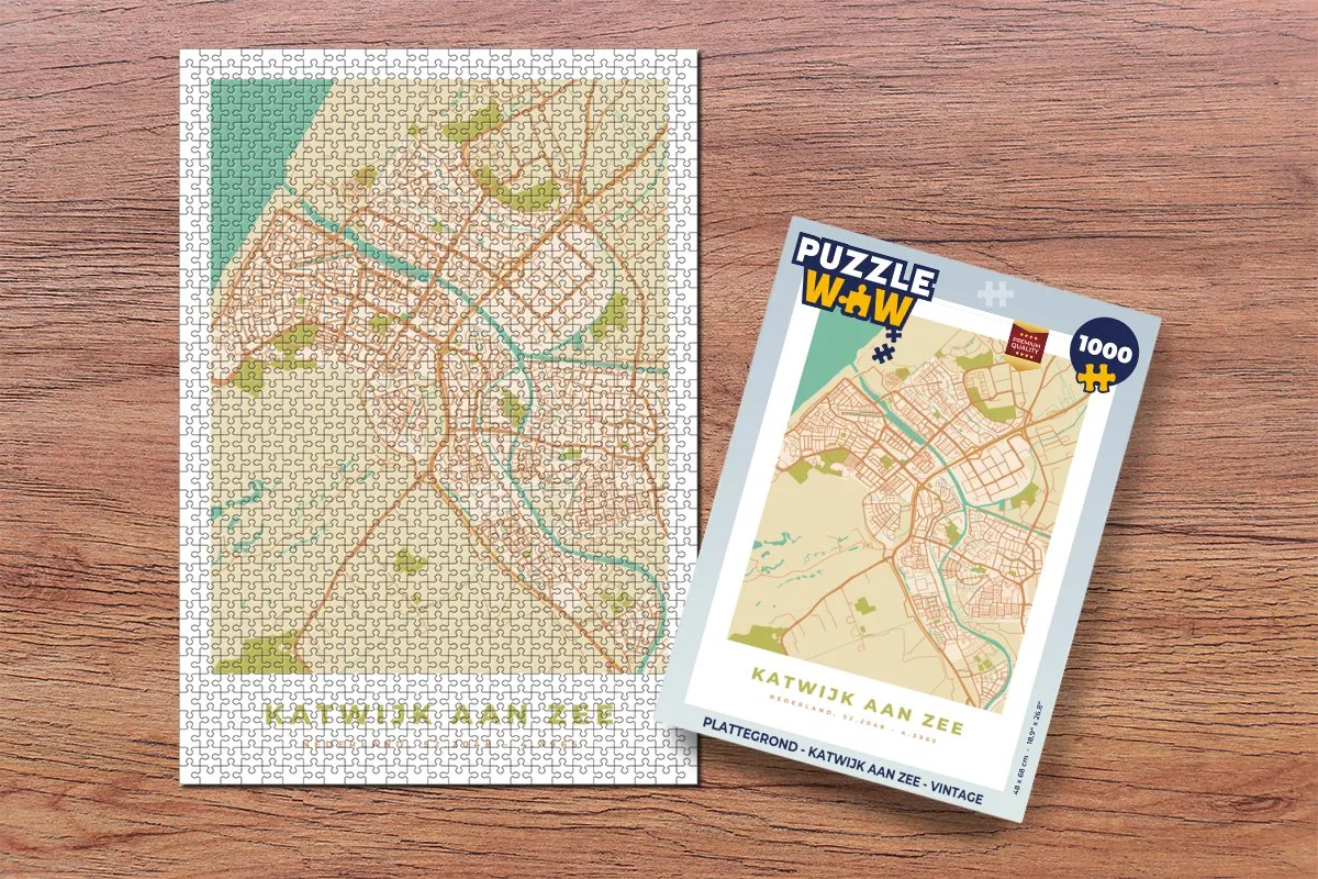 PuzzleWow Katwijk aan Zee Vintage Legpuzzel 1000 Stuks - Multicolor