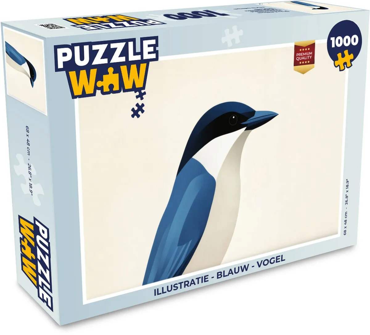 PuzzleWow Vogel Legpuzzel 1000 Stuks - Blauw
