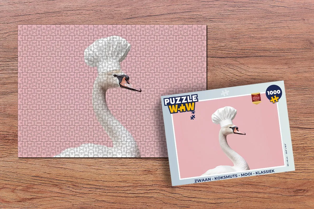 PuzzleWow Zwaan Koksmuts Legpuzzel 1000 Stuks - Roze