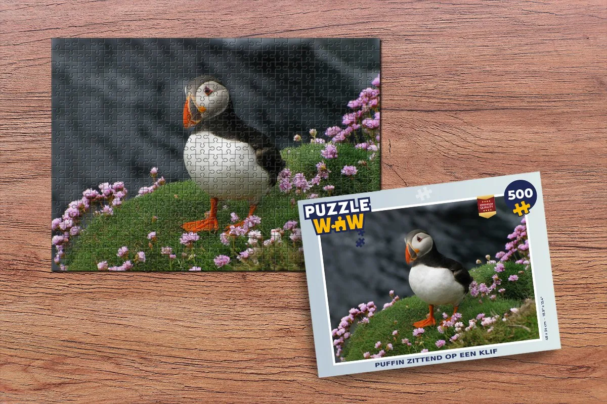 PuzzleWow Puzzel Puffin op Klif - Legpuzzel 500 Stuks - Multicolor