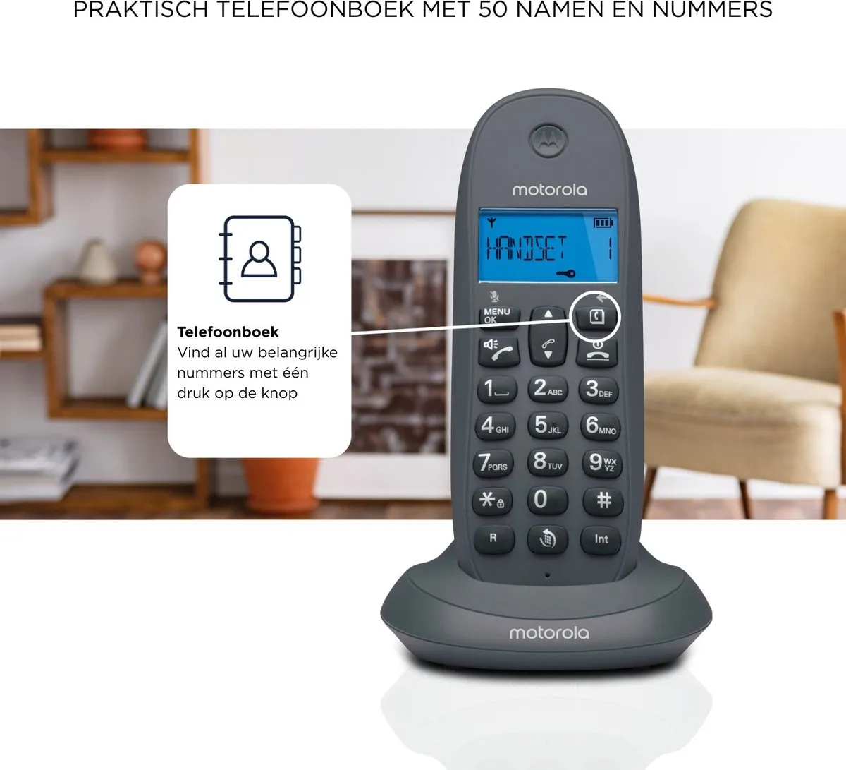 Motorola C1002GW Draadloze DECT Telefoon - 2 Handsets Grijs