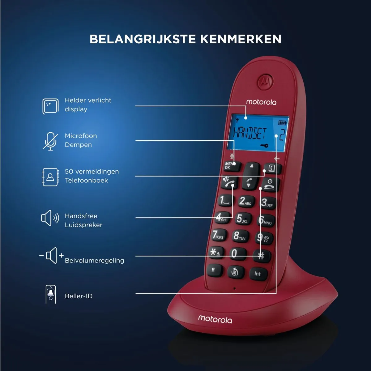 Motorola C1002GW Draadloze DECT Telefoon - 2 Handsets Grijs