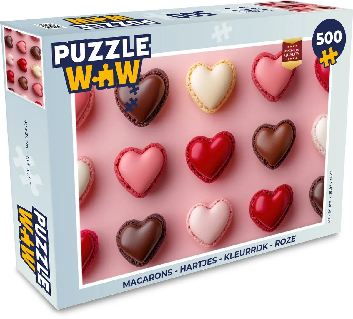 PuzzleWow Macarons Hartjes Legpuzzel 500 Stuks