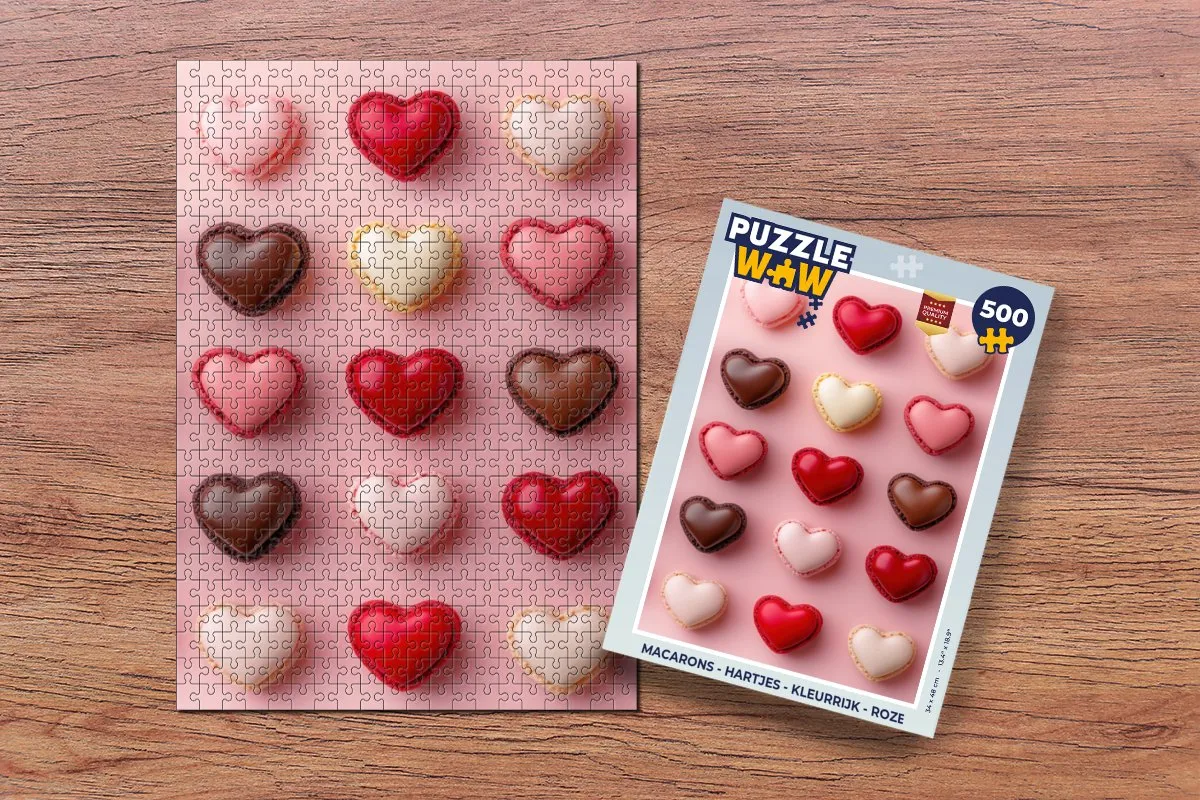 PuzzleWow Macarons Hartjes Legpuzzel 500 Stuks - Kleurrijk