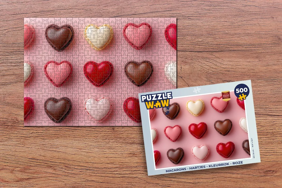 PuzzleWow Macarons Hartjes Legpuzzel 500 Stuks - Kleurrijk