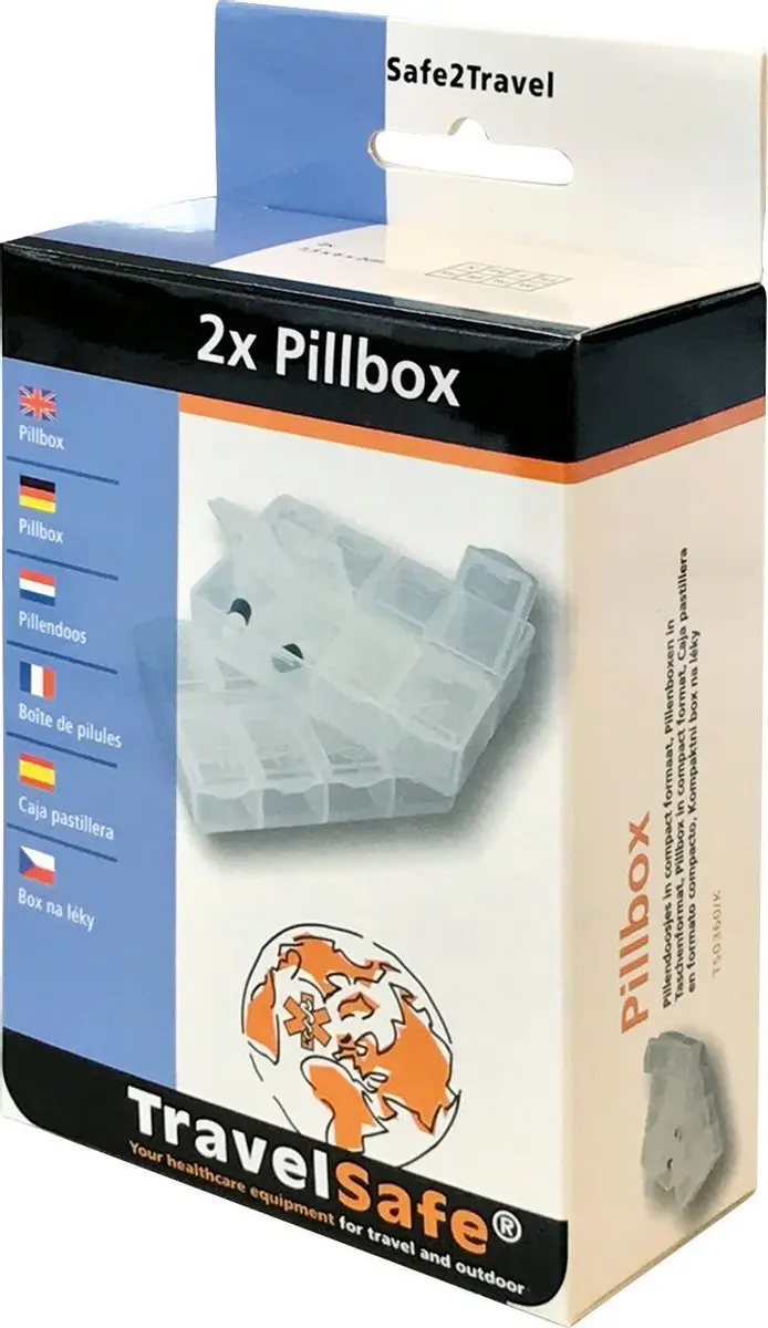 Travelsafe Pillendoos 2 Stuks - 8 Vakjes - afbeelding 2 van 4