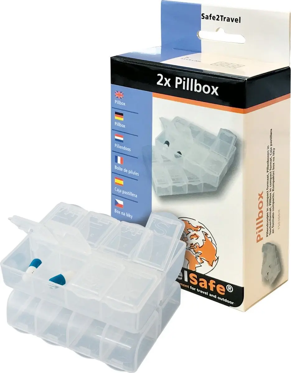Travelsafe Pillendoos 2 Stuks - 8 Vakjes - afbeelding 4 van 4