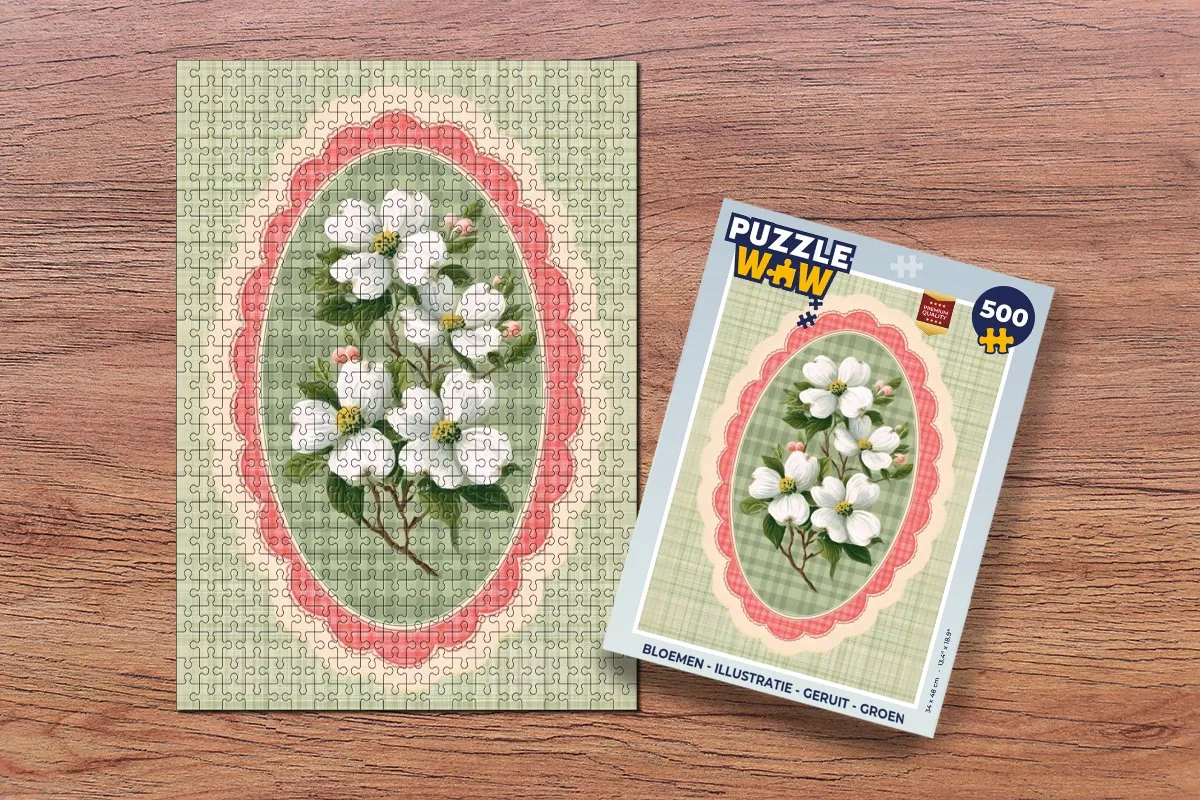 PuzzleWow Bloemen Legpuzzel 500 Stuks - Groen Geruit
