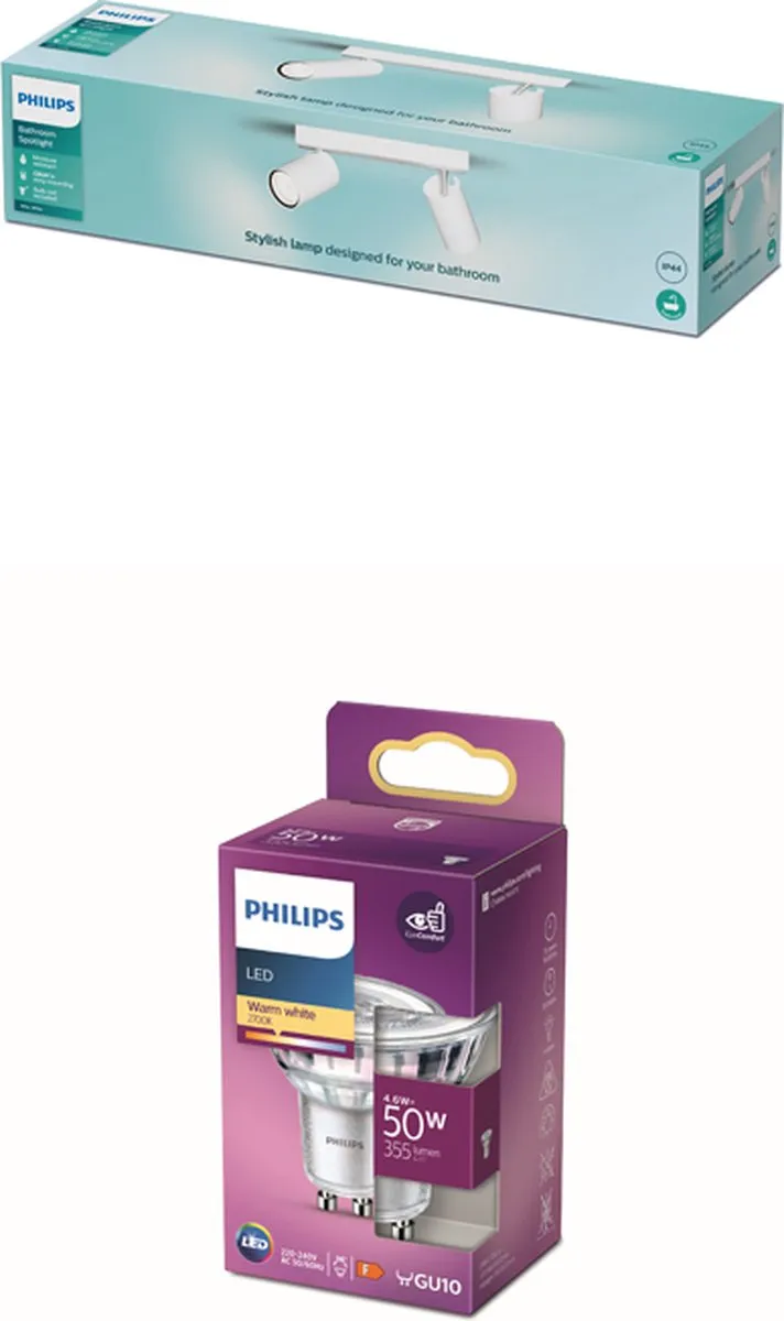 Philips Idris Opbouwspot GU10 2x4.6W Warmwit - Wit