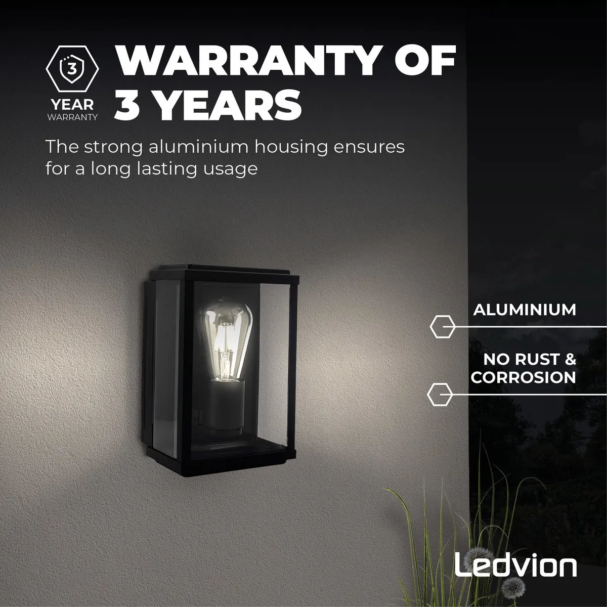 Ledvion Lyra LED Wandlamp E27 60W - Zwart
