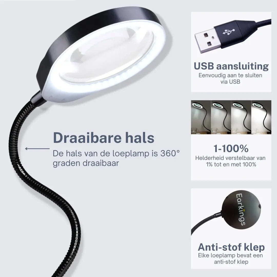 EarKings Loeplamp Vergrootglas 3x/10x met LED - afbeelding 3 van 6