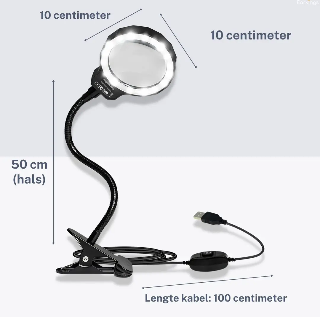 EarKings Loeplamp Vergrootglas 3x/10x met LED - afbeelding 6 van 6