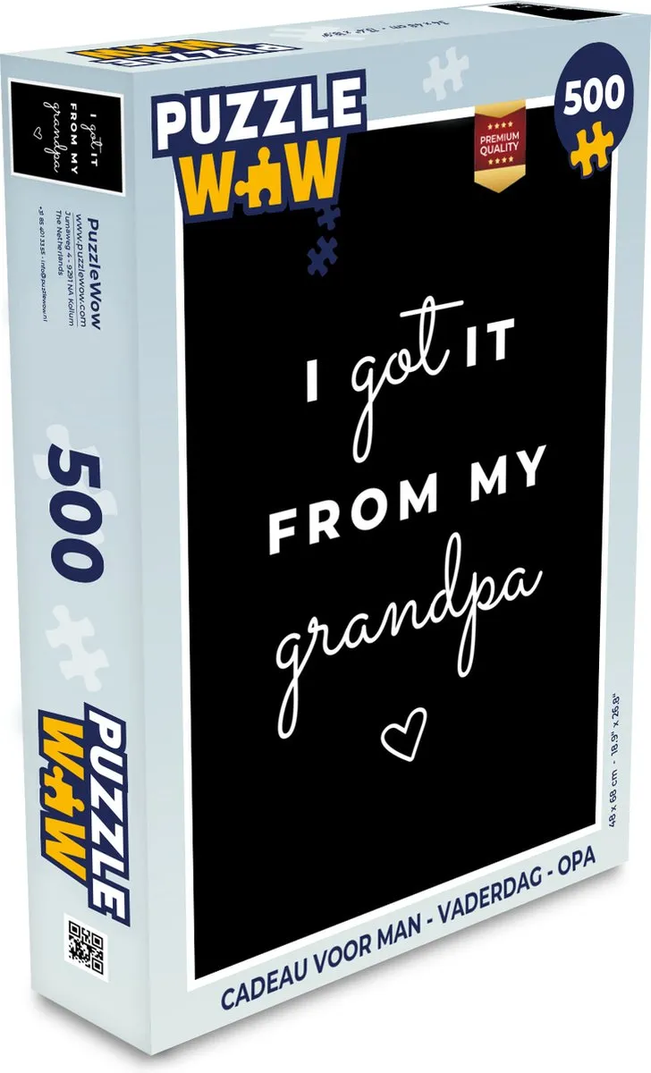 PuzzleWow Legpuzzel I got it from my grandpa - 500 Stuks - Multicolor