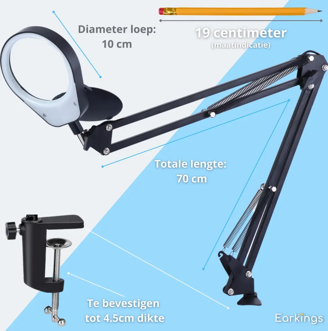EarKings Loeplamp Vergrootglas - 3x & 10x - 3 Lichtkleuren - afbeelding 5 van 5