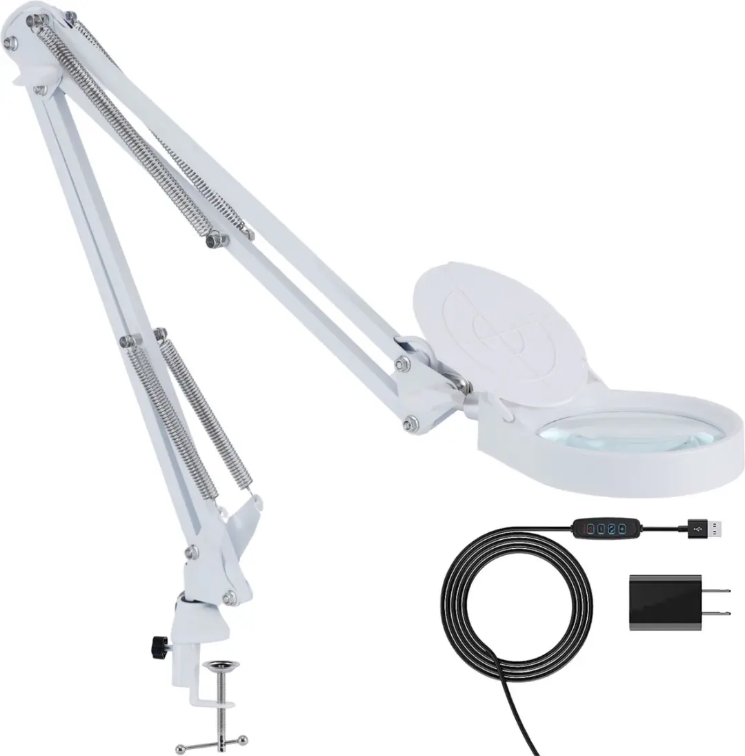 Earkings® Vergrootglas Loeplamp - 3x & 10x vergroting - 3 Lichtkleuren & 360° Draaibaar