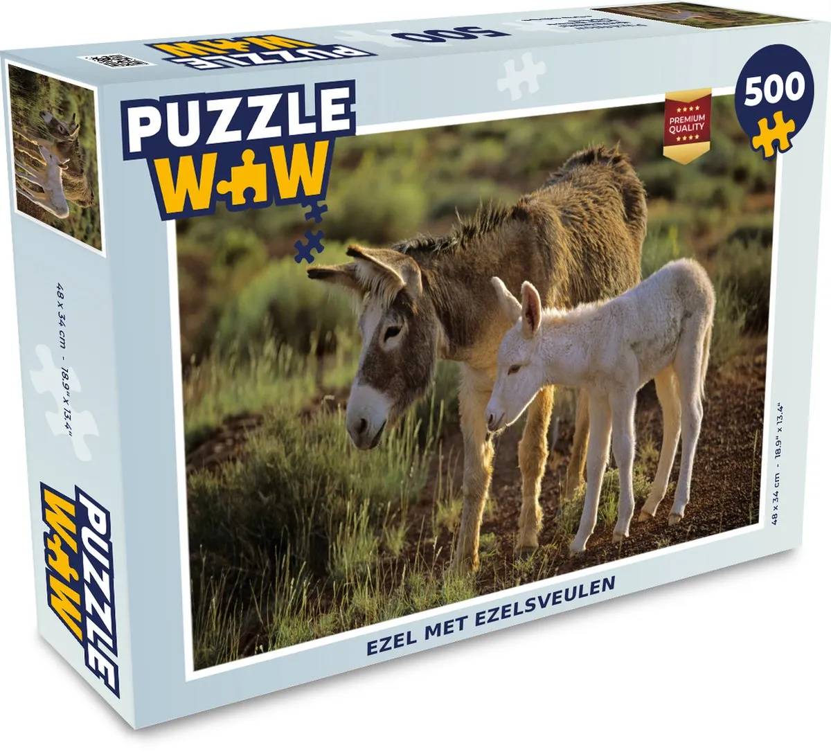 PuzzleWow Puzzel Ezel met Ezelsveulen Legpuzzel 500 Stuks - Multicolor